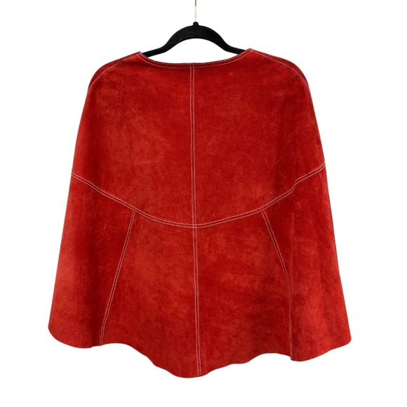 Vintage Red Suede Margaret Godfrey Cape Size Small - Picture 2 of 6